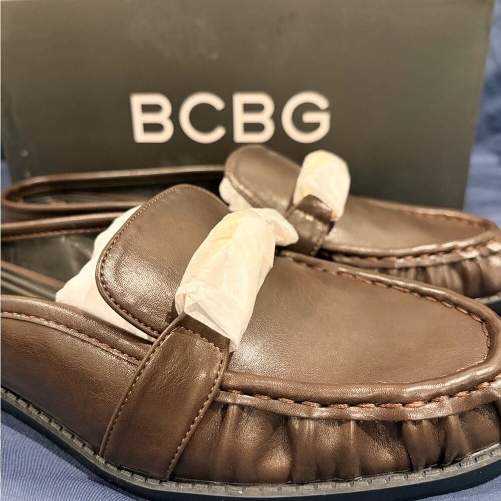 BCBGeneration Womens Size 9.5M Kaara Chocolate Brown Mule Loafers Academia NEW - Picture 6 of 7